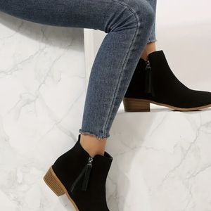 Chunky Heel Point Toe Short Boots